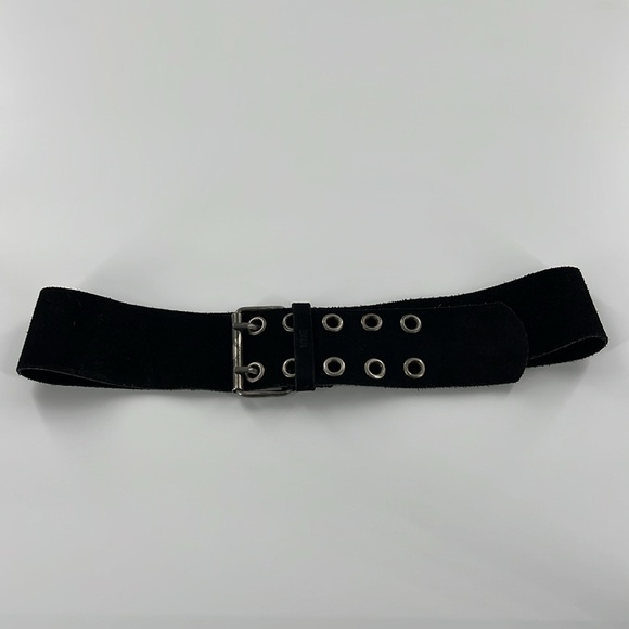 Mango Black Suede Belt with Silver Eyelets y2k bohemian small - Picture 1 of 7